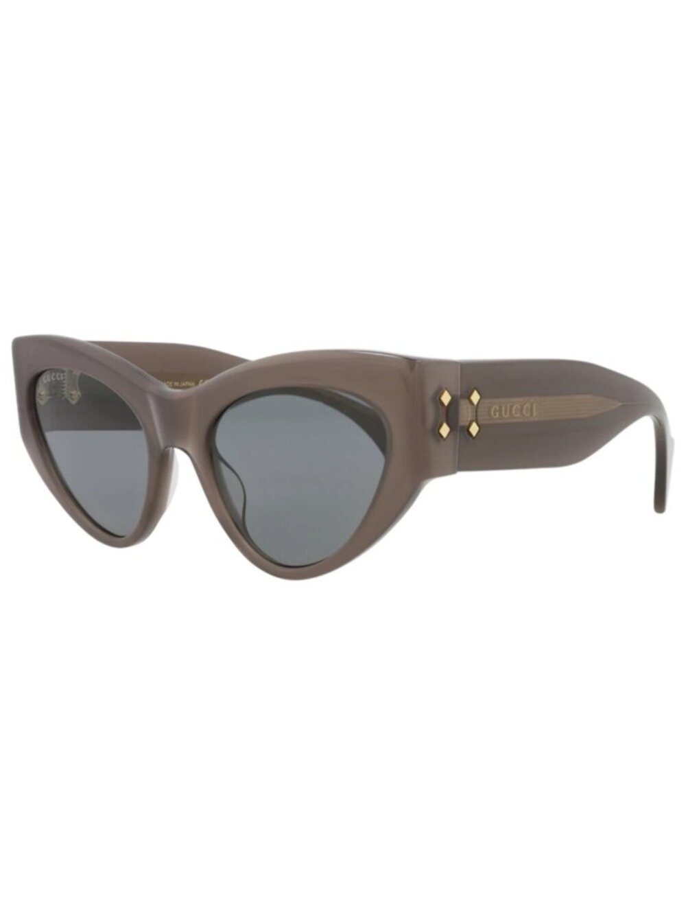 New Gucci Women's Sunglasses Cat Eye Recycled Acetate Frame Grey Grey Grey
